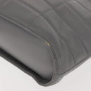 CHANEL Choco Bar Hand Bag Lamb Skin Gray Silver CC Auth bs30369-11