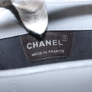 CHANEL Choco Bar Hand Bag Lamb Skin Gray Silver CC Auth bs30369-14