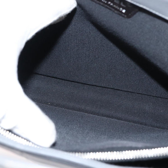 CHANEL Choco Bar Hand Bag Lamb Skin Gray Silver CC Auth bs30369