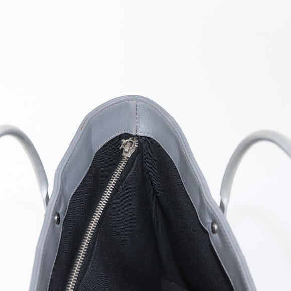 CHANEL Choco Bar Hand Bag Lamb Skin Gray Silver CC Auth bs30369