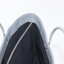 CHANEL Choco Bar Hand Bag Lamb Skin Gray Silver CC Auth bs30369-20