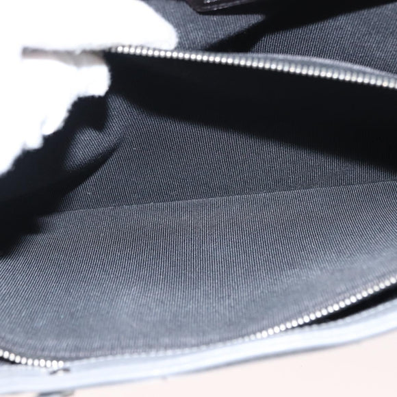 CHANEL Choco Bar Hand Bag Lamb Skin Gray Silver CC Auth bs30369