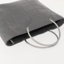 CHANEL Choco Bar Hand Bag Lamb Skin Gray Silver CC Auth bs30369-6