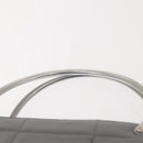 CHANEL Choco Bar Hand Bag Lamb Skin Gray Silver CC Auth bs30369-8