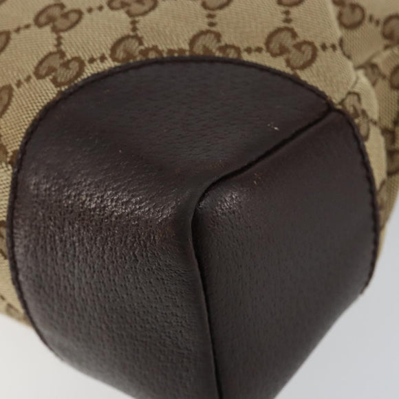 GUCCI GG Canvas Shoulder Bag Beige Silver 114273 Auth bs30370