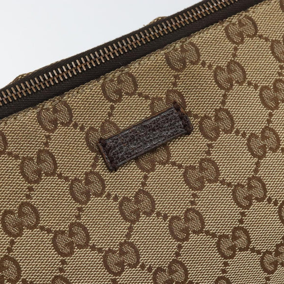 GUCCI GG Canvas Shoulder Bag Beige Silver 114273 Auth bs30370