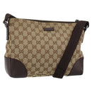 GUCCI GG Canvas Shoulder Bag Beige Silver 114273 Auth bs30370-1