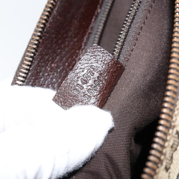 GUCCI GG Canvas Shoulder Bag Beige Silver 114273 Auth bs30370