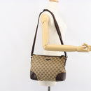 GUCCI GG Canvas Shoulder Bag Beige Silver 114273 Auth bs30370-23