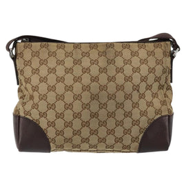 GUCCI GG Canvas Shoulder Bag Beige Silver 114273 Auth bs30370 - 0