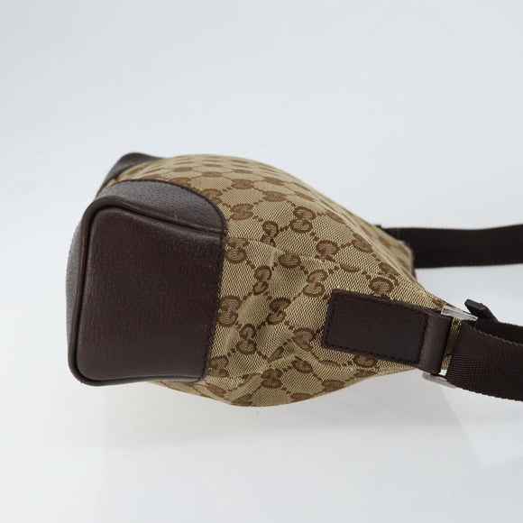 GUCCI GG Canvas Shoulder Bag Beige Silver 114273 Auth bs30370