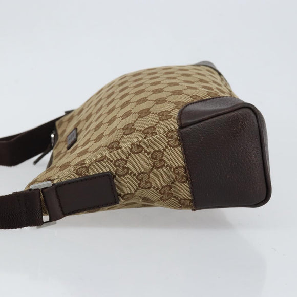 GUCCI GG Canvas Shoulder Bag Beige Silver 114273 Auth bs30370