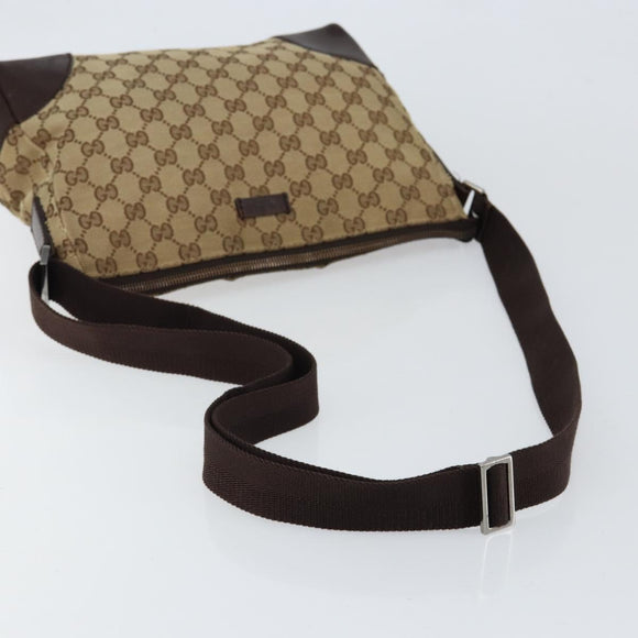 GUCCI GG Canvas Shoulder Bag Beige Silver 114273 Auth bs30370