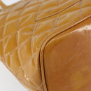 CHANEL Matelasse COCO Mark Tote Bag Patent leather Yellow Gold CC Auth bs30372-15