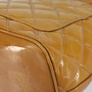 CHANEL Matelasse COCO Mark Tote Bag Patent leather Yellow Gold CC Auth bs30372-16