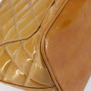 CHANEL Matelasse COCO Mark Tote Bag Patent leather Yellow Gold CC Auth bs30372-17