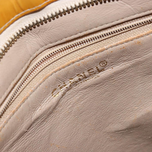 CHANEL Matelasse COCO Mark Tote Bag Patent leather Yellow Gold CC Auth bs30372