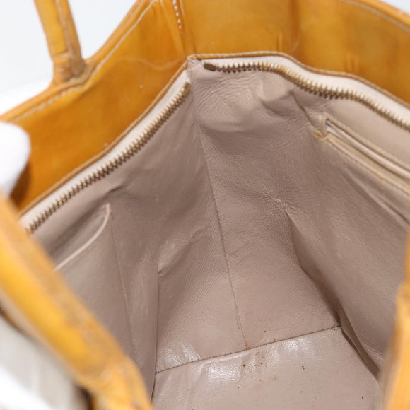 CHANEL Matelasse COCO Mark Tote Bag Patent leather Yellow Gold CC Auth bs30372