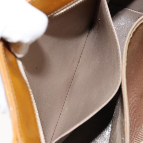 CHANEL Matelasse COCO Mark Tote Bag Patent leather Yellow Gold CC Auth bs30372