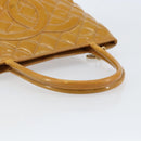 CHANEL Matelasse COCO Mark Tote Bag Patent leather Yellow Gold CC Auth bs30372-7