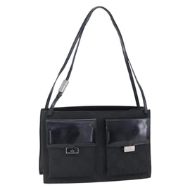 GUCCI GG Canvas Tote Bag Nylon Black Silver 001 3175 Auth bs30373