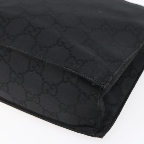 GUCCI GG Canvas Tote Bag Nylon Black Silver 001 3175 Auth bs30373