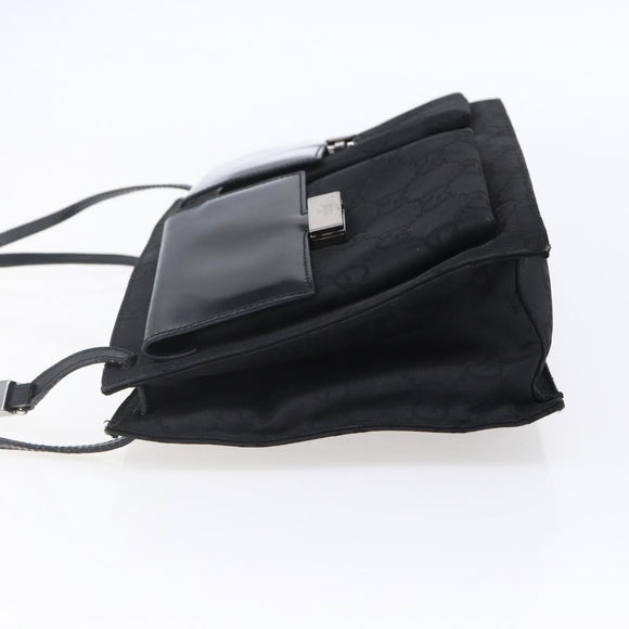 GUCCI GG Canvas Tote Bag Nylon Black Silver 001 3175 Auth bs30373