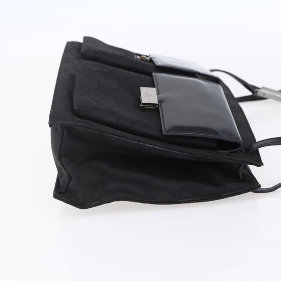 GUCCI GG Canvas Tote Bag Nylon Black Silver 001 3175 Auth bs30373