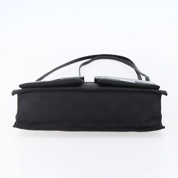 GUCCI GG Canvas Tote Bag Nylon Black Silver 001 3175 Auth bs30373