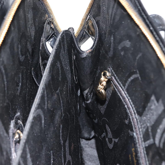 Salvatore Ferragamo Gancini Tote Bag Patent leather Black Gold Auth bs30374