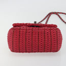 CHANEL Cloche Turn Lock Chain Flap Bag Lamb Skin Red Silver CC Auth bs30375-9