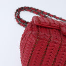 CHANEL Cloche Turn Lock Chain Flap Bag Lamb Skin Red Silver CC Auth bs30375-9