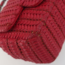 CHANEL Cloche Turn Lock Chain Flap Bag Lamb Skin Red Silver CC Auth bs30375-15