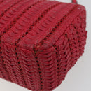 CHANEL Cloche Turn Lock Chain Flap Bag Lamb Skin Red Silver CC Auth bs30375-16