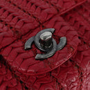CHANEL Cloche Turn Lock Chain Flap Bag Lamb Skin Red Silver CC Auth bs30375-17