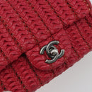 CHANEL Cloche Turn Lock Chain Flap Bag Lamb Skin Red Silver CC Auth bs30375-18