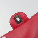 CHANEL Cloche Turn Lock Chain Flap Bag Lamb Skin Red Silver CC Auth bs30375-19