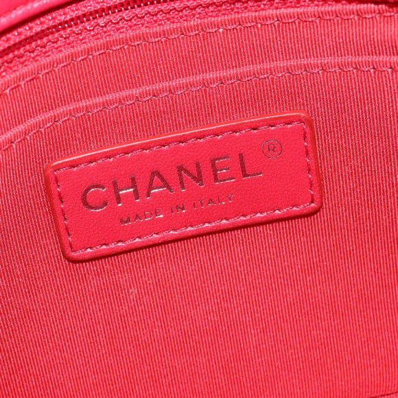 CHANEL Cloche Turn Lock Chain Flap Bag Lamb Skin Red Silver CC Auth bs30375