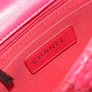 CHANEL Cloche Turn Lock Chain Flap Bag Lamb Skin Red Silver CC Auth bs30375-11