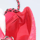 CHANEL Cloche Turn Lock Chain Flap Bag Lamb Skin Red Silver CC Auth bs30375-21