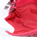 CHANEL Cloche Turn Lock Chain Flap Bag Lamb Skin Red Silver CC Auth bs30375-21