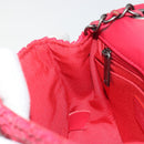 CHANEL Cloche Turn Lock Chain Flap Bag Lamb Skin Red Silver CC Auth bs30375-22