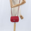 CHANEL Cloche Turn Lock Chain Flap Bag Lamb Skin Red Silver CC Auth bs30375-24