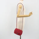 CHANEL Cloche Turn Lock Chain Flap Bag Lamb Skin Red Silver CC Auth bs30375-26