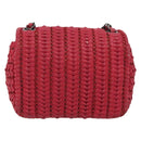 CHANEL Cloche Turn Lock Chain Flap Bag Lamb Skin Red Silver CC Auth bs30375-2