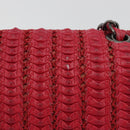 CHANEL Cloche Turn Lock Chain Flap Bag Lamb Skin Red Silver CC Auth bs30375-3