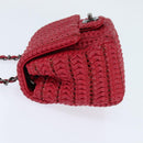 CHANEL Cloche Turn Lock Chain Flap Bag Lamb Skin Red Silver CC Auth bs30375-3