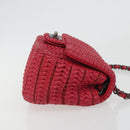 CHANEL Cloche Turn Lock Chain Flap Bag Lamb Skin Red Silver CC Auth bs30375-4