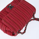 CHANEL Cloche Turn Lock Chain Flap Bag Lamb Skin Red Silver CC Auth bs30375-6