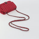 CHANEL Cloche Turn Lock Chain Flap Bag Lamb Skin Red Silver CC Auth bs30375-8